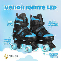 VENOR Ignite LED Side-By-Side Rulleskøjter - Black/Blue-ScootWorld.dk