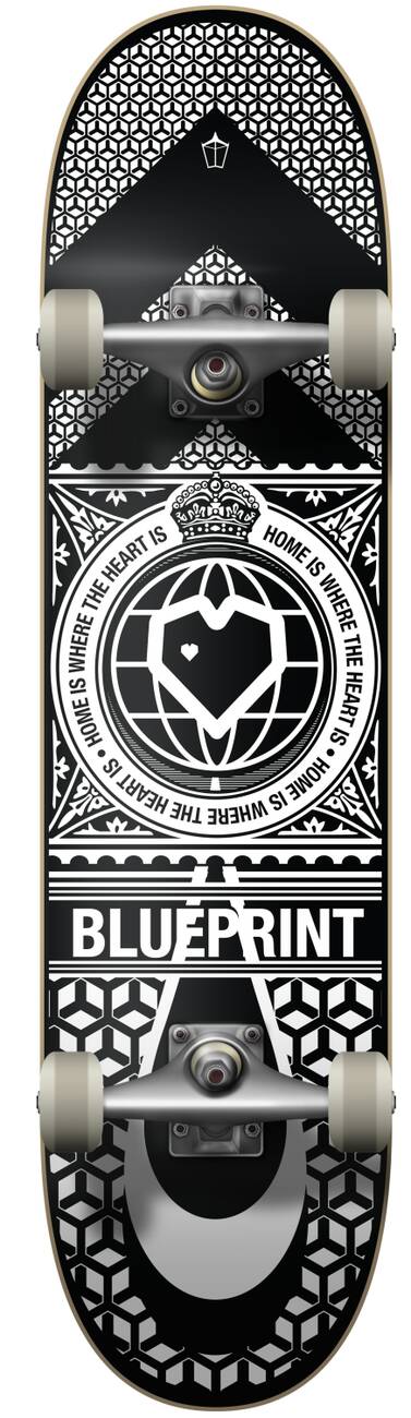 Blueprint Home Heart Skateboard Complets - Black/White