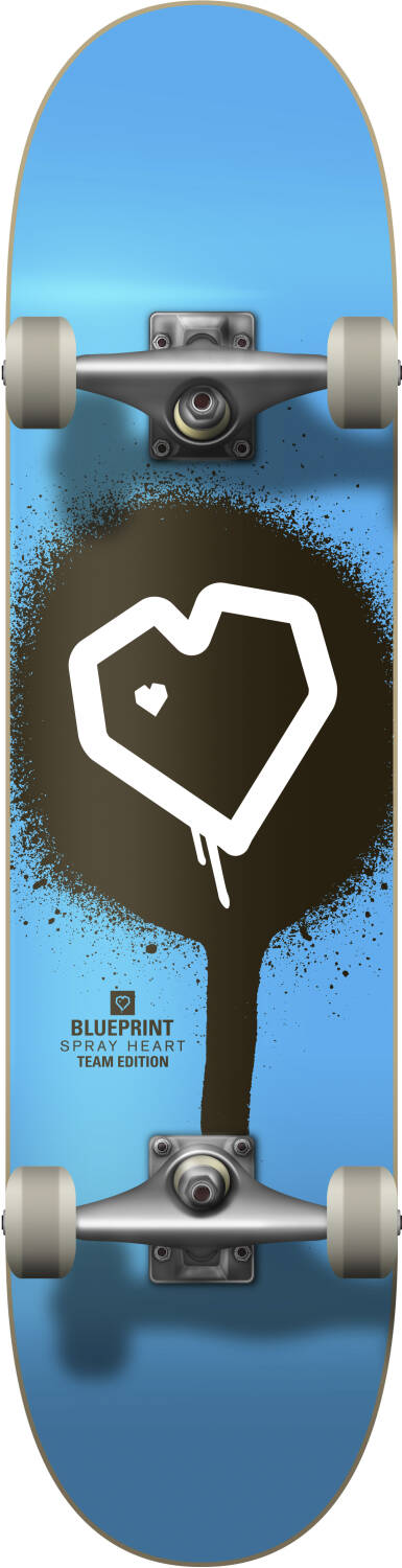 Blueprint Spray Heart V2 Skateboard Complets - Blue/Black/White